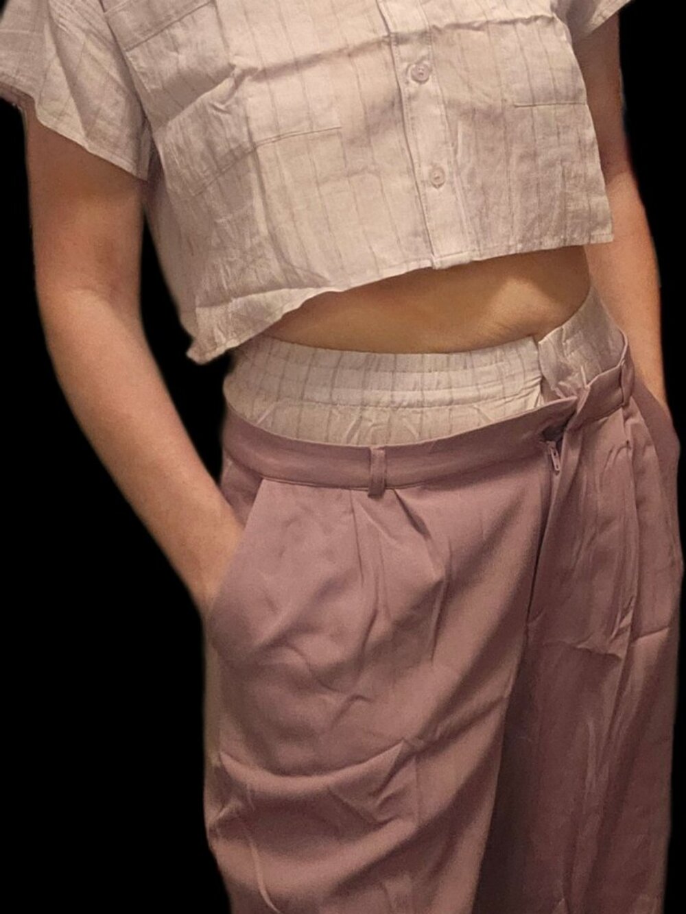 Crop Shirt with Matching Lavender Pants Set